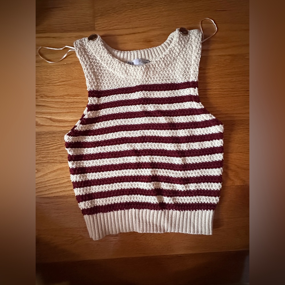 Zara Striped Knit Sleeveless Top